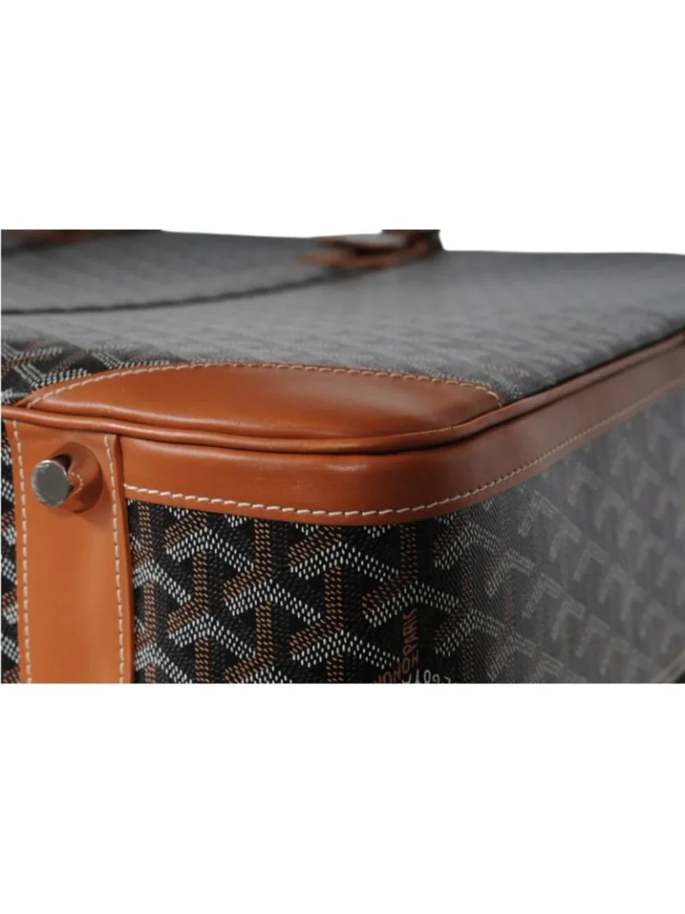 Goyard Brown Goyardine Canvas Leather Majordome 60 Travel Luggage Trunk Bag